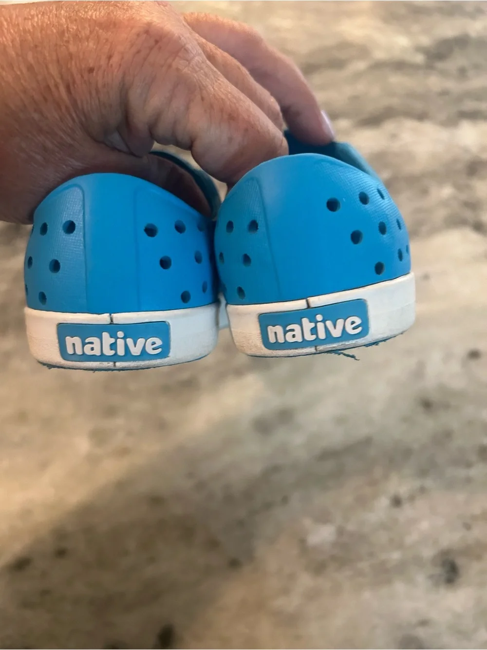 Native Blue Slip-On Water Shoes with White Toe size 8